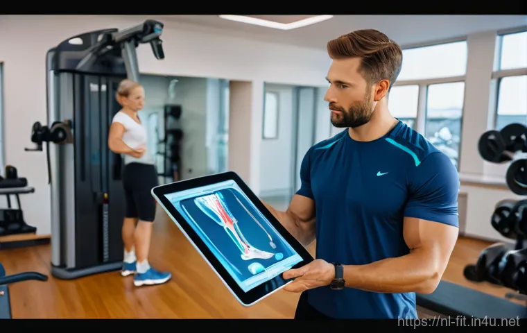 헬스트레이너 신체 해부학 공부법 - **Prompt 1: Anatomy in Action with Modern Tools** "A knowledgeable female personal trainer, in h...